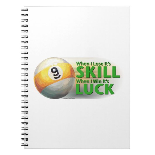 Verliezen Vaardigheid Win Luck 9 Ball Notitieboek (Voorkant)