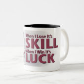 Verliezen Vaardigheid Win Luck Baseball Tweekleurige Koffiemok (Voorkant rechts)