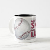 Verliezen Vaardigheid Win Luck Baseball Tweekleurige Koffiemok (Voorkant links)