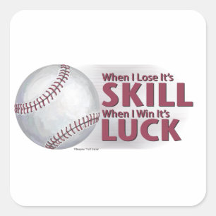 Verliezen Vaardigheid Win Luck Baseball Vierkante Sticker