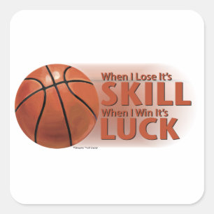Verliezen Vaardigheid Win Luck Basketball Vierkante Sticker