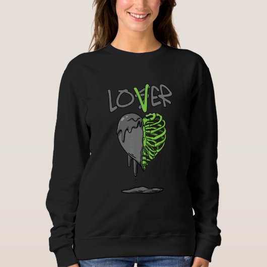 Verliezer Hart Bot Drip Retro Groene Boon 5s Mat Trui (Voorkant)