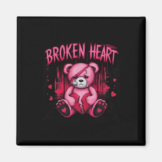 Verliezer-pijn Beer Drip Pijn Gebroken Hart Roze V Magneet (Voorkant)