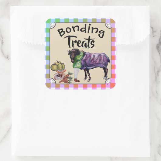 verlijmingstraktaties vierkante sticker (Tas)