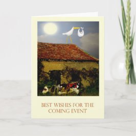 Verlof wegens bevallingbeste wensen, ooievaar, kaart