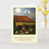 Verlof wegens bevallingbeste wensen, ooievaar, kaart (Gele Bloem)