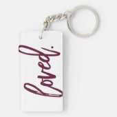 Verlokt. Burgundy Modern Trendy Script Typografie Sleutelhanger (achterkant)
