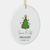 Verloofd 2024 Onze eerste Verloving Custom Christm Keramisch Ornament (Rechts)