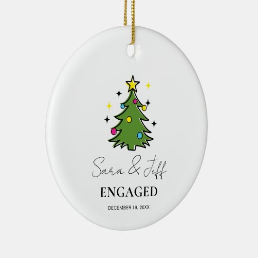 Verloofd 2024 Onze eerste Verloving Custom Christm Keramisch Ornament (Rechts)