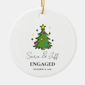 Verloofd 2024 Onze eerste Verloving Custom Christm Keramisch Ornament (Voorkant)