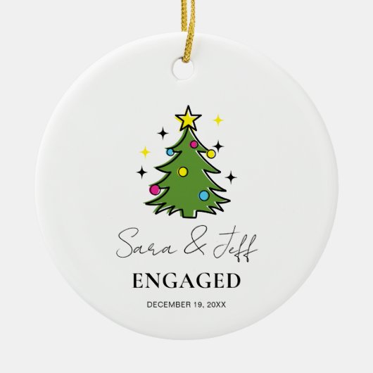 Verloofd 2024 Onze eerste Verloving Custom Christm Keramisch Ornament (Voorkant)