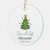 Verloofd 2024 Onze eerste Verloving Custom Christm Keramisch Ornament (Links)