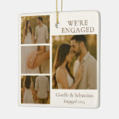 Verloofd 4 Foto Verloving Collage Kerstmis Keramisch Ornament (Links)
