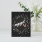 Verloofd Glam Zwart en Zilver Briefkaart (Staand voorkant)