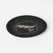 Verloofd Glam Zwart en Zilver   Papieren Bordje (Gekanteld)