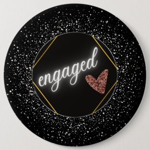 Verloofd Glam Zwart en Zilver Ronde Button 6,0 Cm