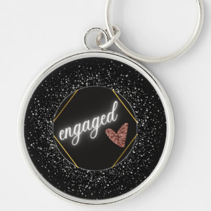Verloofd Glam Zwart en Zilver Sleutelhanger