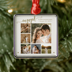Verloofd gouden schrift 6 foto verlovingsaandenken metalen ornament