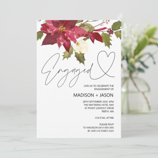 verloofd kerstfeest in de winter kaart (Staand voorkant)