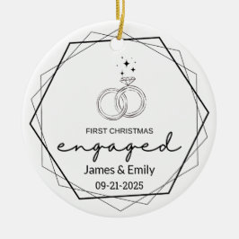 Verloofd kerstornament, eerste kerst keramisch ornament