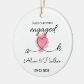 Verloofd kerstornament, eerste kerst keramisch ornament (Links)