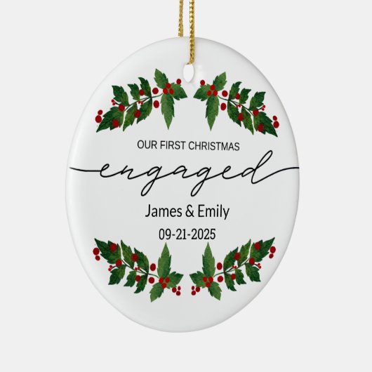 Verloofd kerstornament, eerste kerst keramisch ornament (Rechts)