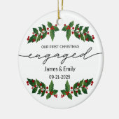 Verloofd kerstornament, eerste kerst keramisch ornament (Links)