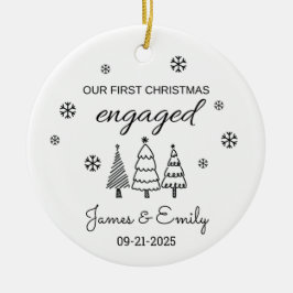 Verloofd kerstornament, eerste kerst keramisch ornament