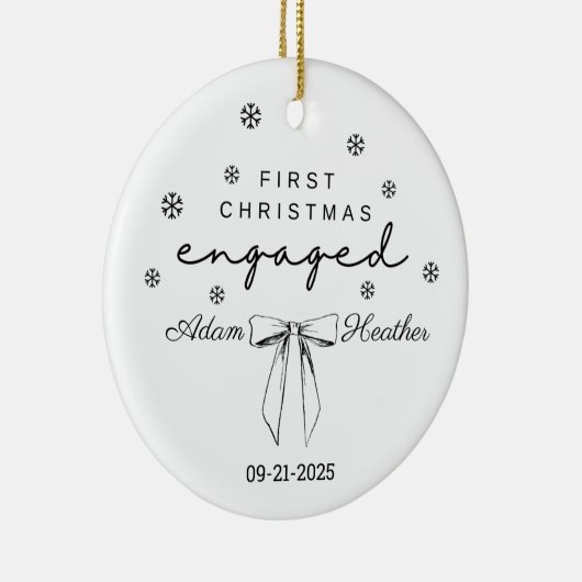 Verloofd kerstornament, eerste kerst keramisch ornament (Rechts)