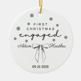 Verloofd kerstornament, eerste kerst keramisch ornament