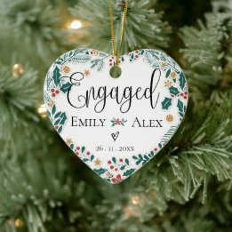 Verloofd Onze Eerste Kerst Rode Bessen Kerst Keramisch Ornament