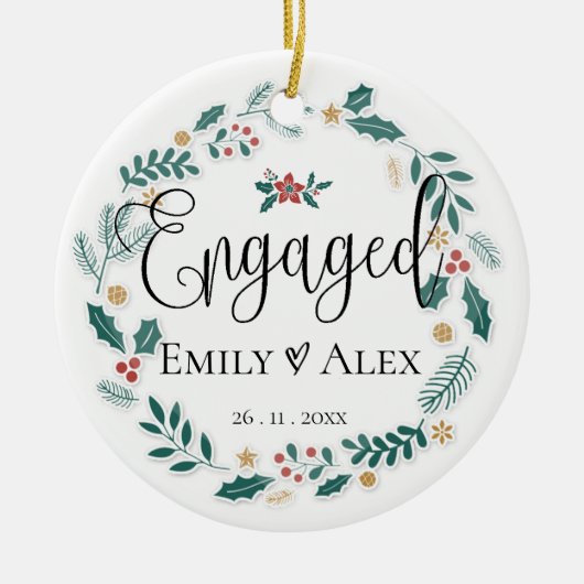 verloofd paar | Onze eerste kerst Keramisch Ornament (Voorkant)