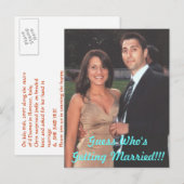 Verloofd, raad eens wie er gaat trouwen!!! aankondigingskaart (Voorkant / Achterkant)