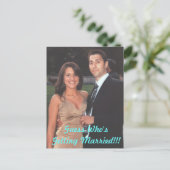 Verloofd, raad eens wie er gaat trouwen!!! aankondigingskaart (Staand voorkant)