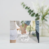 Verloofd Ronde Logo Script, Verloving Aankondigingskaart (Staand voorkant)