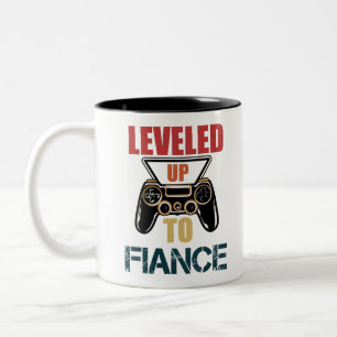 Verloofd T-Shirt met Vintage Gaming Thema voor Ver Tweekleurige Koffiemok
