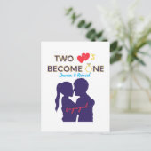 Verloofd Twee Harten Worden Een  Briefkaart (Staand voorkant)