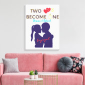 Verloofd: twee harten worden één canvas afdruk (Insitu (Woonkamer))