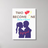Verloofd: twee harten worden één canvas afdruk (Voorkant)