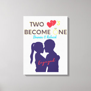Verloofd Twee Harten Worden Een Canvas Afdruk