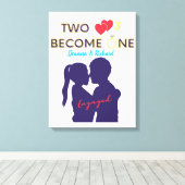 Verloofd: twee harten worden één canvas afdruk (Insitu (Houten vloer))