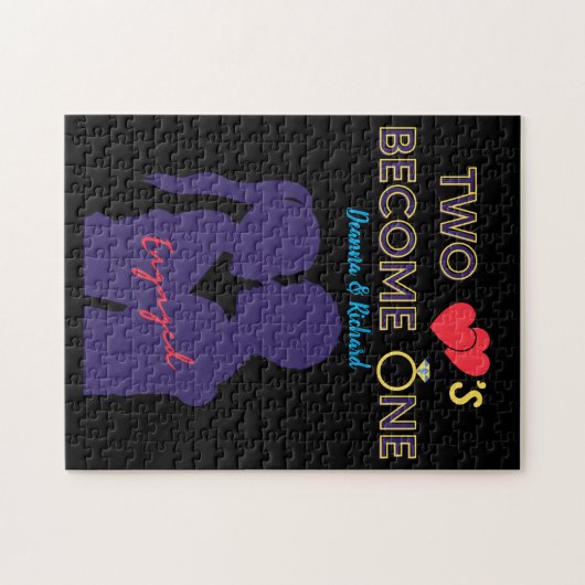 Verloofd Twee Harten Worden Een Legpuzzel (Horizontaal)