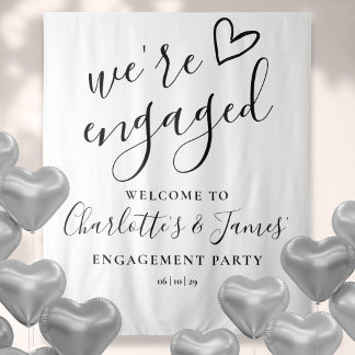 Verloofd Verlovingsfeest Foto Achtergrond Wandkleed
