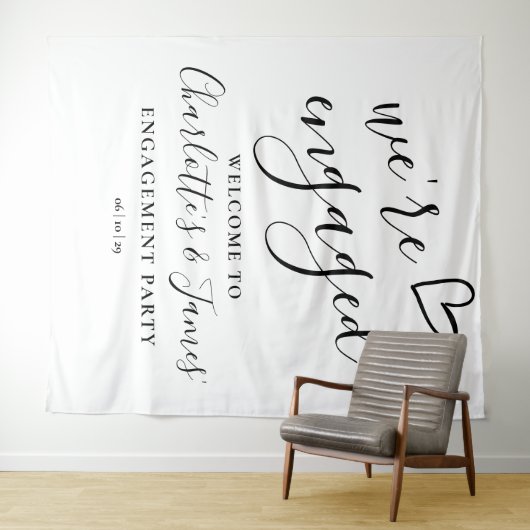 Verloofd Verlovingsfeest Foto Achtergrond Wandkleed (In Situ (horizontaal))