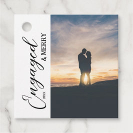 Verloofd & vrolijk paar foto bedankjes labels