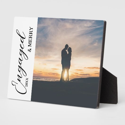 Verloofd & vrolijk paar foto fotoplaat (Zijkant)