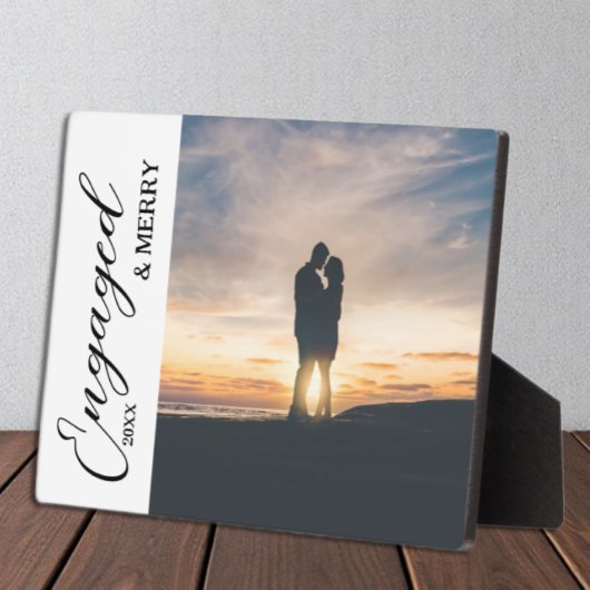 Verloofd & vrolijk paar foto fotoplaat