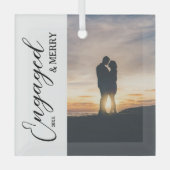 Verloofd & vrolijk paar foto glas ornament (Voorkant)