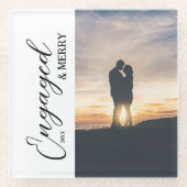 Verloofd & vrolijk paar foto glazen onderzetter (Voorkant)