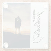 Verloofd & vrolijk paar foto glazen onderzetter (Achterkant)